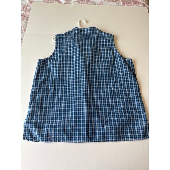 Venezia Jeans Women 18/20 Plaid Vest Western Rodeo Cowgirl Country Cottage Blue - Picture 4 of 4